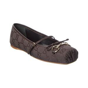 Gucci Horsebit Gg Supreme Canvas & Leather Ballet Flat, Brown
